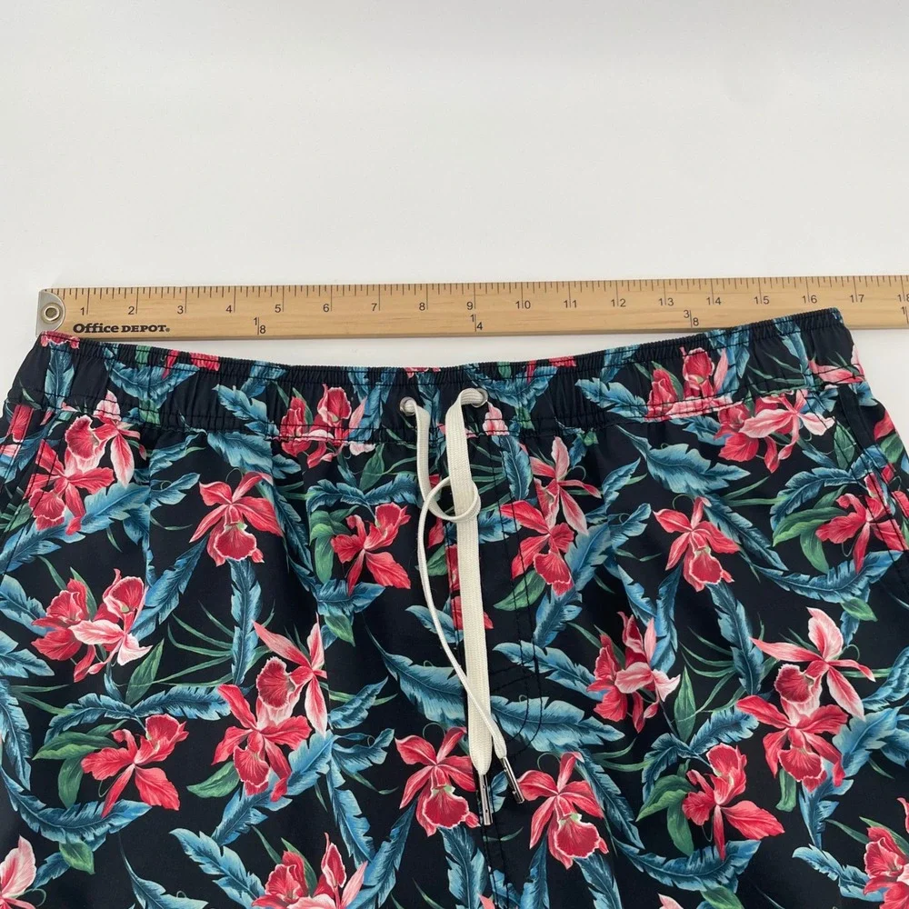 Fair Harbor Swim Trunks Mens XL Black‎ Pink Floral Tropical BreezeKnit Shorts